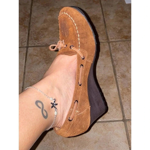 Eddie Bauer Wedge Heels Womens Size 11 Brown Leather Casual  Boho Slip On - Picture 5 of 13